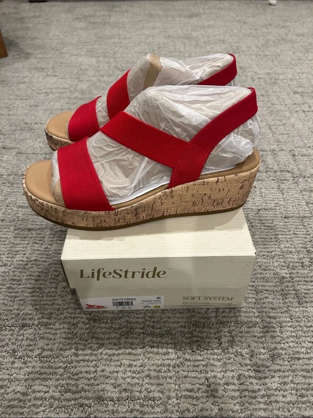 LifeStride Odette Wedge Sandal Red 9.5